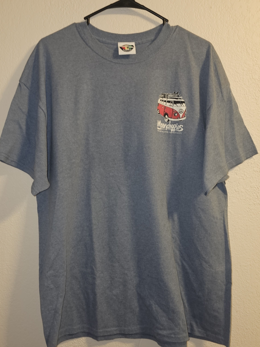 Moondoggies Beach Club VW Bus T-Shirt, featuring a vintage red and white Volkswa